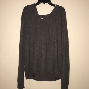 Lace up soft grey hoodie